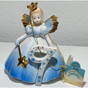 Josef Originals 9 Birthday Angel Figurine Tags Taiwan Blue Dress Crown Mint